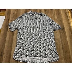 GUESS Shirt, Men's Size Large, Blue White, Button Up, Short Sleeve